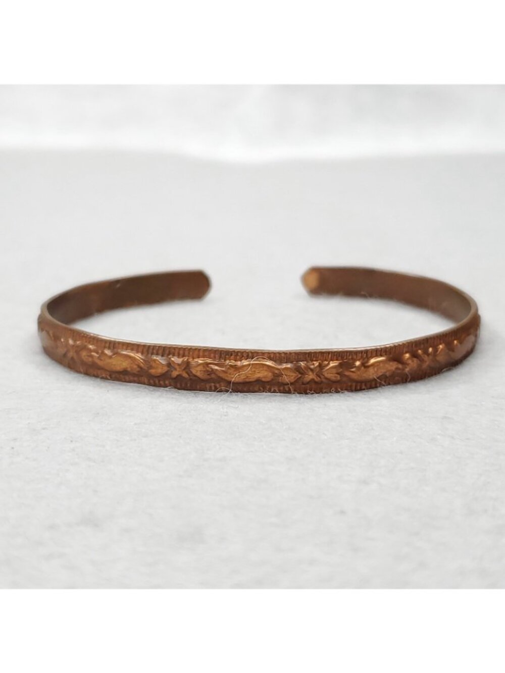Vintage Copper Bracelet Etched Cuff .25" X 7.5" - Picture 6 of 8